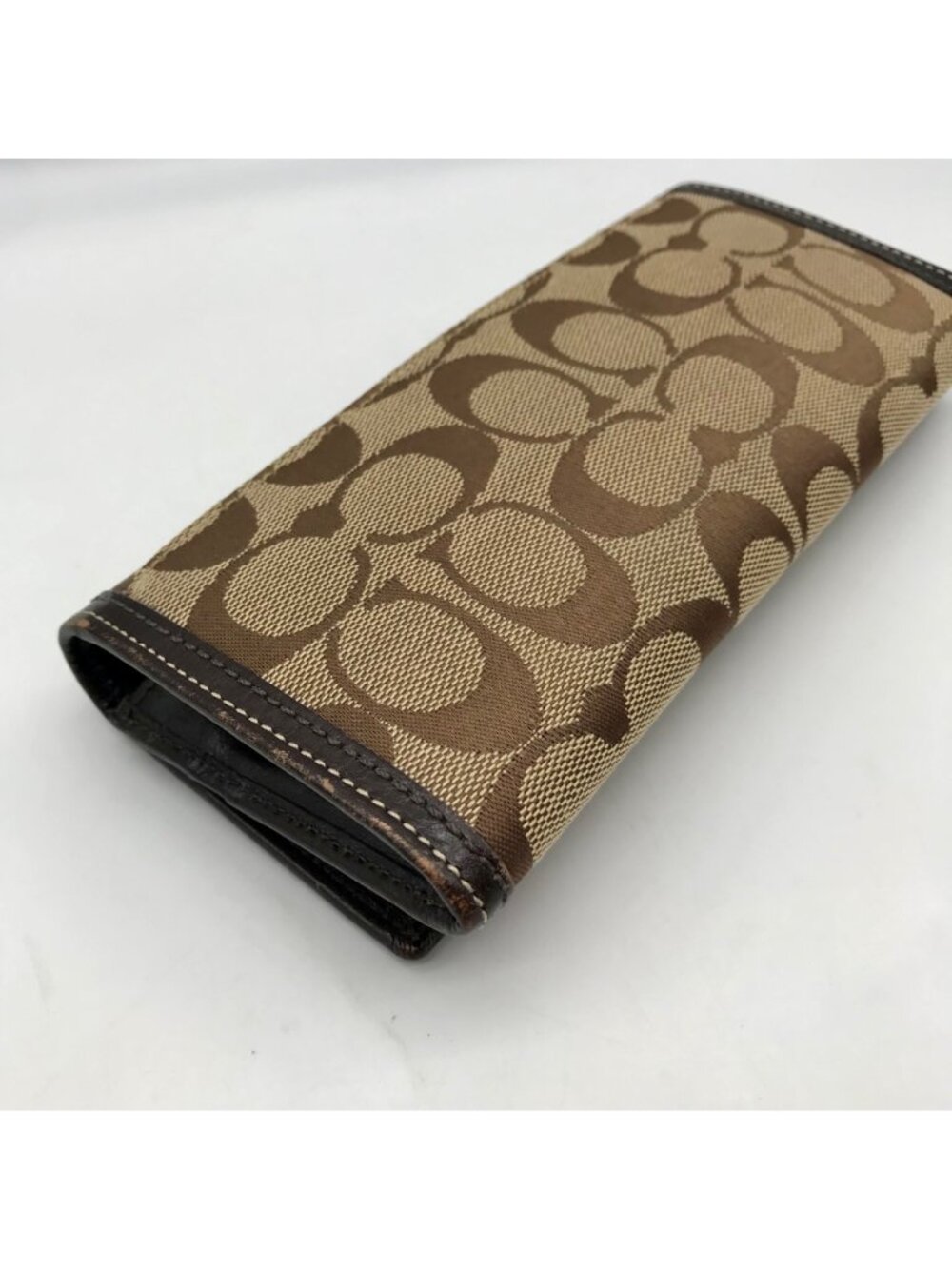 Coach Brown Canvas And Leather Monogram Trifold Wallet - Picture 9 of 12